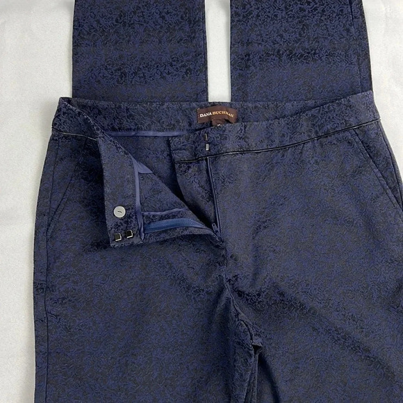 Dana Bushman Women’s 10 Textured Straight Leg Pockets Cotton Blend Dress Pant - Picture 5 of 7